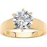 PalmBeach Yellow Gold-plated Sterling Silver Round Cubic Zirconia Solitaire Engagement Ring Sizes 6-10