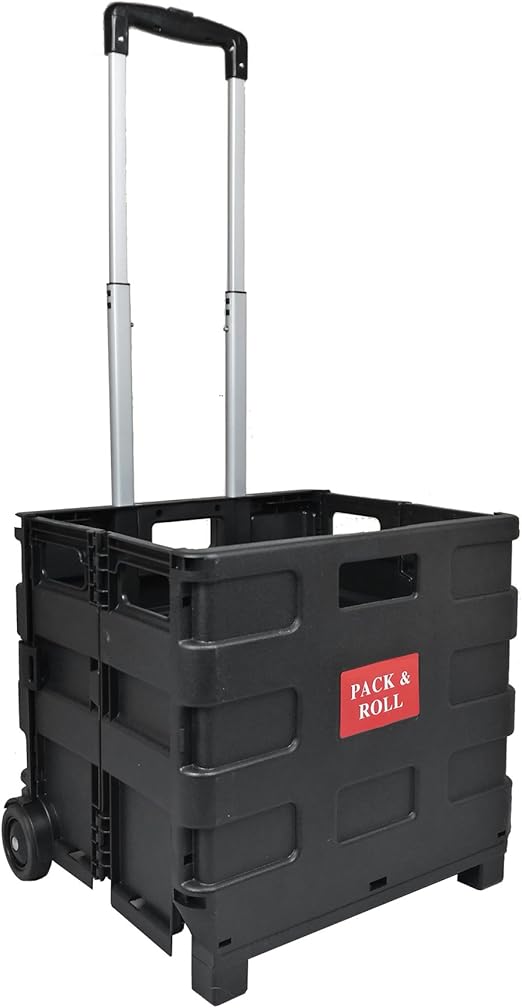 TekBox Folding Boot Cart Shopping Trolley Fold Up Storage Box Wheels