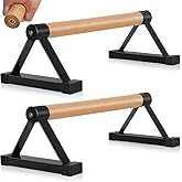 Parallettes Bars, 16 INCH Solid Wood Push Up Bars with Anti-Slip Grip for Calisthenics, Handstand, Floor Workouts, Sturdy Metal Bracket Supports Up to 600 lbs for Home Gym, CrossFit & Fitness Training