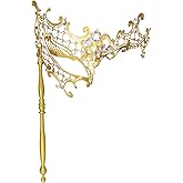 IncreDecor Masquerade Mask for Women - Shiny Metal Mask for Halloween & Mardi Gras Parties