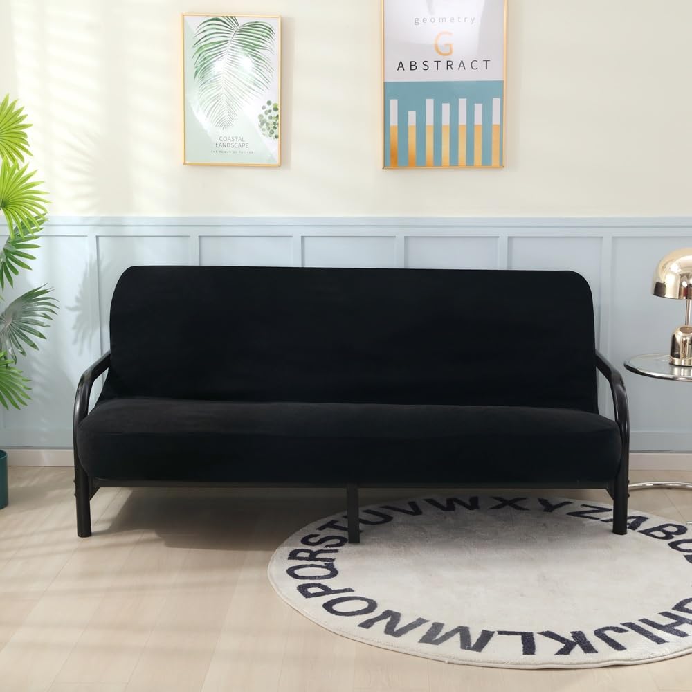 Photo 1 of OctoRose Full Size 54x75x8inch 3 Side Zipper Classic Soft Micro Suede Futon Cover Slipcover Sofa Day Bed Mattress Cover Couch Protector (Cover ONLY) (Black)