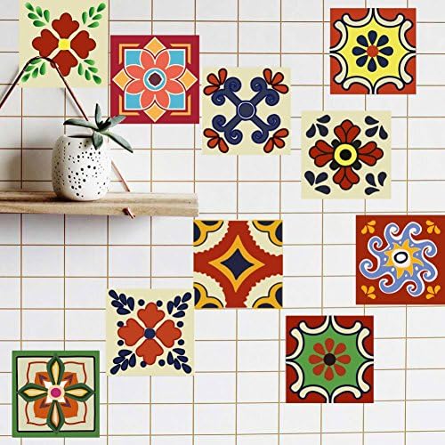 Etopfashion Tile Sticker, Pack of 20 Mandala Peel and Stick Wall Tile Sticker Art Kitchen Stickers