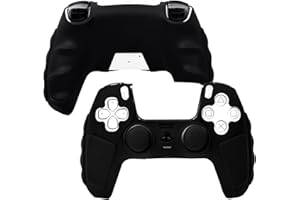 LUNISSILY Black Anti-Slip PS5 Controller Skin,Soft Thicken Studded Protective Silicone Cover Skin Grips Compatible with PlayStation 5 Controller with 8 PCS Thumb Grips Caps.