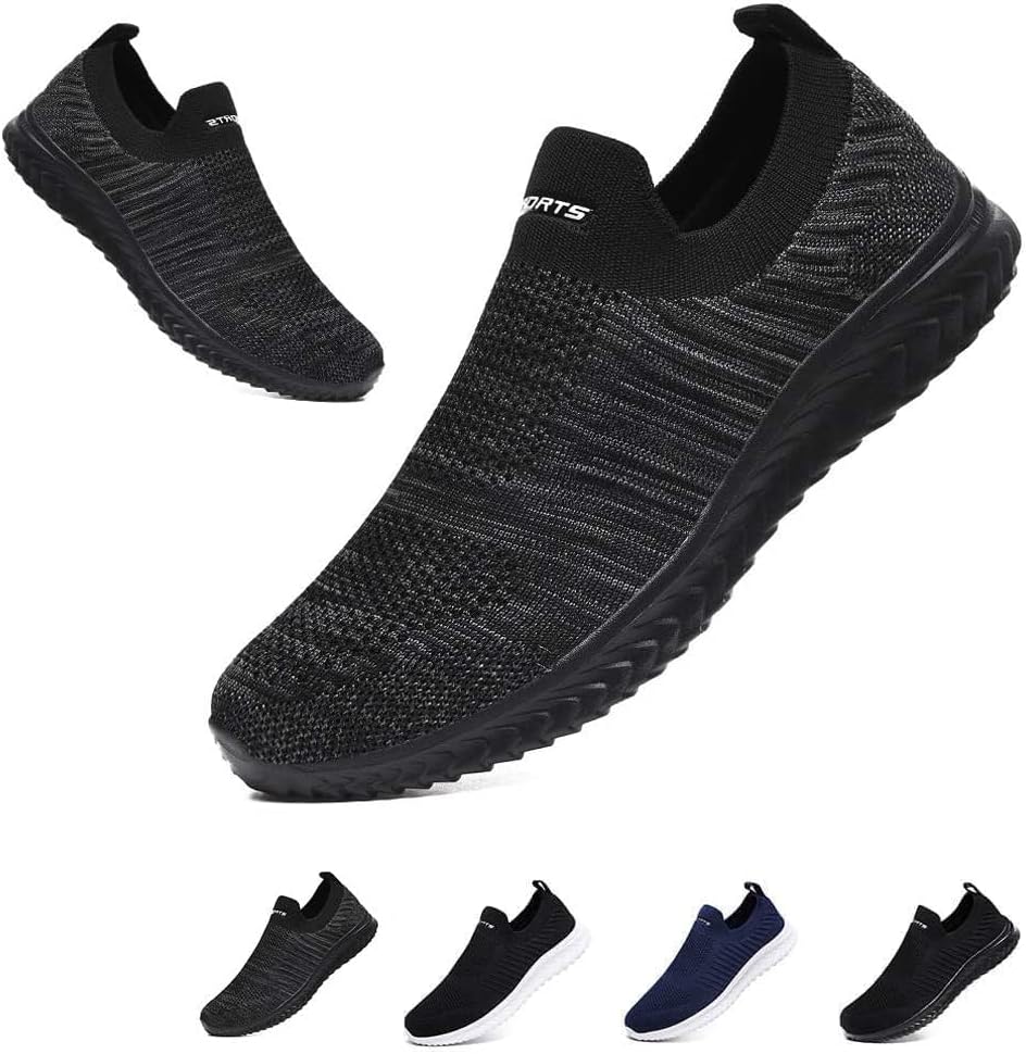 Hanani Mens Womens Slip On Trainers Breathable Mesh Running Shoes UK9 EU43