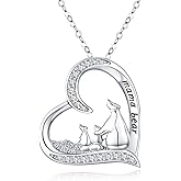 JUSTKIDSTOY Sterling Silver Mom Necklace Mama Bear Pendant Necklace Jewelry for New Mom Grandmother Women