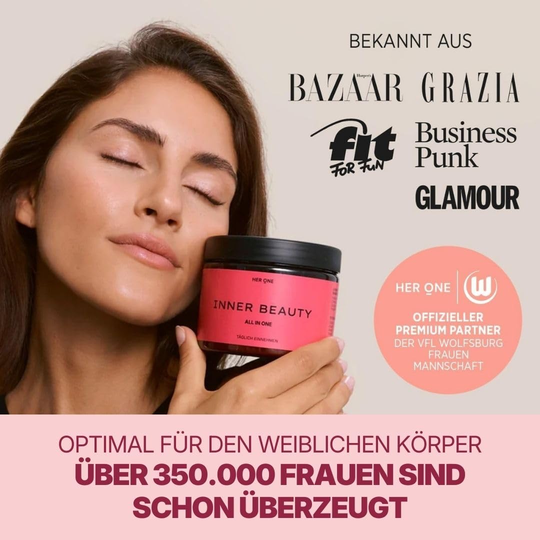 HER ONE INNER BEAUTY All in One | Vitamin Komplex hochdosiert als Multivitamin Pulver | Multivitamine & Mineralstoffe für Frauen | Multivitaminpräparate & Mineralien | Beauty Drink | 30 Portionen 9