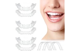 WUEYOPRON Fake Teeth, 6PCS Temporary Fake Teeth for Women and Men, Nature and Comfortable Veneers to Regain Confident Smile N01
