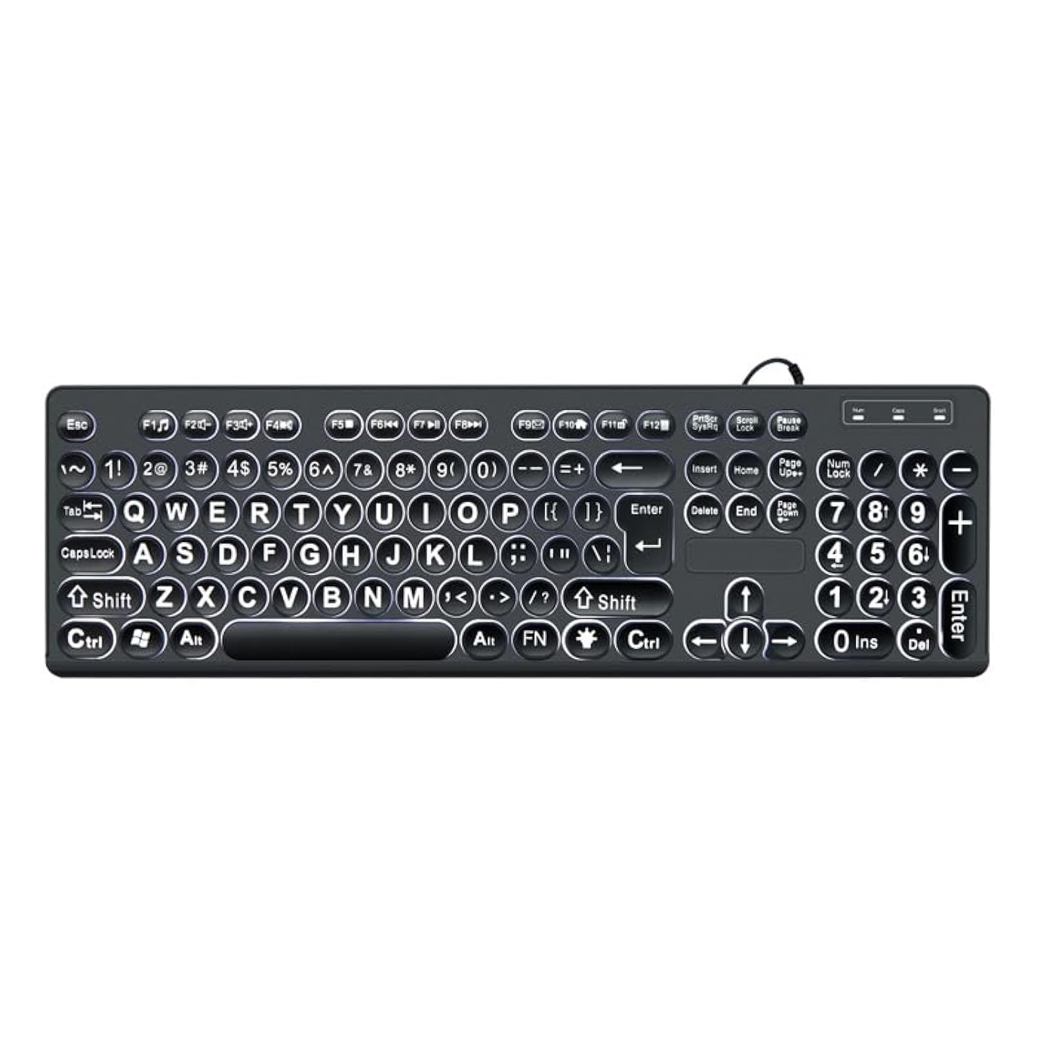 Dpofirs Backlit Large Print Keyboard, Light Up Keyboard for Elderly or Visually Impaired, USB Wired Lighted Keyboard, Oversize Letters Keyboard, 104 Keys QWERT Keyboard