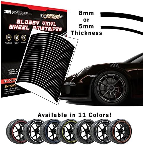 Perfect Pinstripe Gloss Wheel Kit | Pre-cut 3M 1080 Vinyl Pinstriping | Curved Tape For A Perfect Fit (18" Wheel, 8mm Stripe, Gloss Black G12)