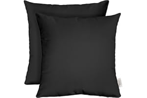 RSH DECOR: Sunbrella Square Throw Pillows Set of 2 | 20" x 20" | Water and Fade-Resistant Performance Fabric | Outdoor Pillow Covers with Down-Alternative Inserts | Canvas Black