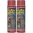 Flex Seal, 14 oz, 2-Pack, Red, Stop Leaks Instantly, Waterproof Rubber Spray On Sealant Coating, Perfect for Gutters, Wood, RV, Campers, Roof Repair, Skylights, Windows, and More