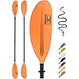 OCEANBROAD Adjustable Carbon Fiber Kayak Paddle 86in/220cm to 94in/240cm Kayaking Oar for Adults with Paddle Leash 1 Paddle