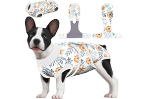 PetWarm Dog Surgical Recovery Suit,Dog Coat's Inner Clothes,Dog Coat's Inner Clothes,Surgery Suit for DogsDog Abdominal Wounds Bandages Female Male Dog Onesie for Spay Neuter,Flower Pattern,Orange,S