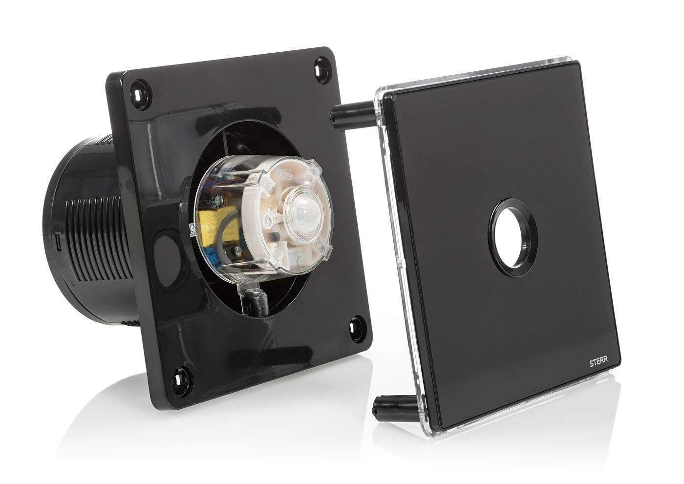 4 Black Bathroom Extractor Fan with LED Backlight and PIR Sensor 100 mm