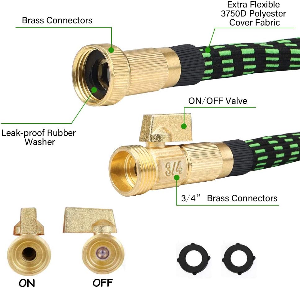 Give Me 150FT Garden Hose, Expandable Garden Hose 150FT Hose with 10 Function Spray Nozzle - Durable No-Kink & Lightweight Flexible Water Hose with 3/4" Solid Brass Fittings & Extra Strength Fabric : Garden & Outdoor