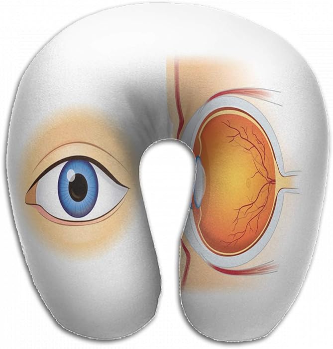 Emvency U-Shaped Travel Neck Support Pillow Human Eye Anatomy Inside Out Airplane 12x11.5 Inch Soft U-Pillows with Rebound Material for Kids Adults