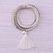 KELITCH Crysta AB Beaded Long Necklace White Tassel Pendant Women Strand Bracelet for Summer (White)