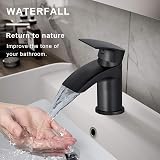 Hapilife Black Basin Mixer Tap Waterfall Monobloc 1 Hole G1/2 Hoses view 2