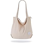 KALIDI Women Corduroy Tote Bag Zipper Casual Tote's Handbag Big Capacity Shoulder Bag with Pockets