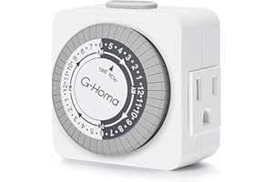 G-Homa Timers for Electrical Outlets, 24 Hour Indoor Plug-in Mechanical Timer Mini, 30 Minute Intervals, 3-Prong, Daily On/Off Cycle, for Lights, Lamps (ETL Listed)