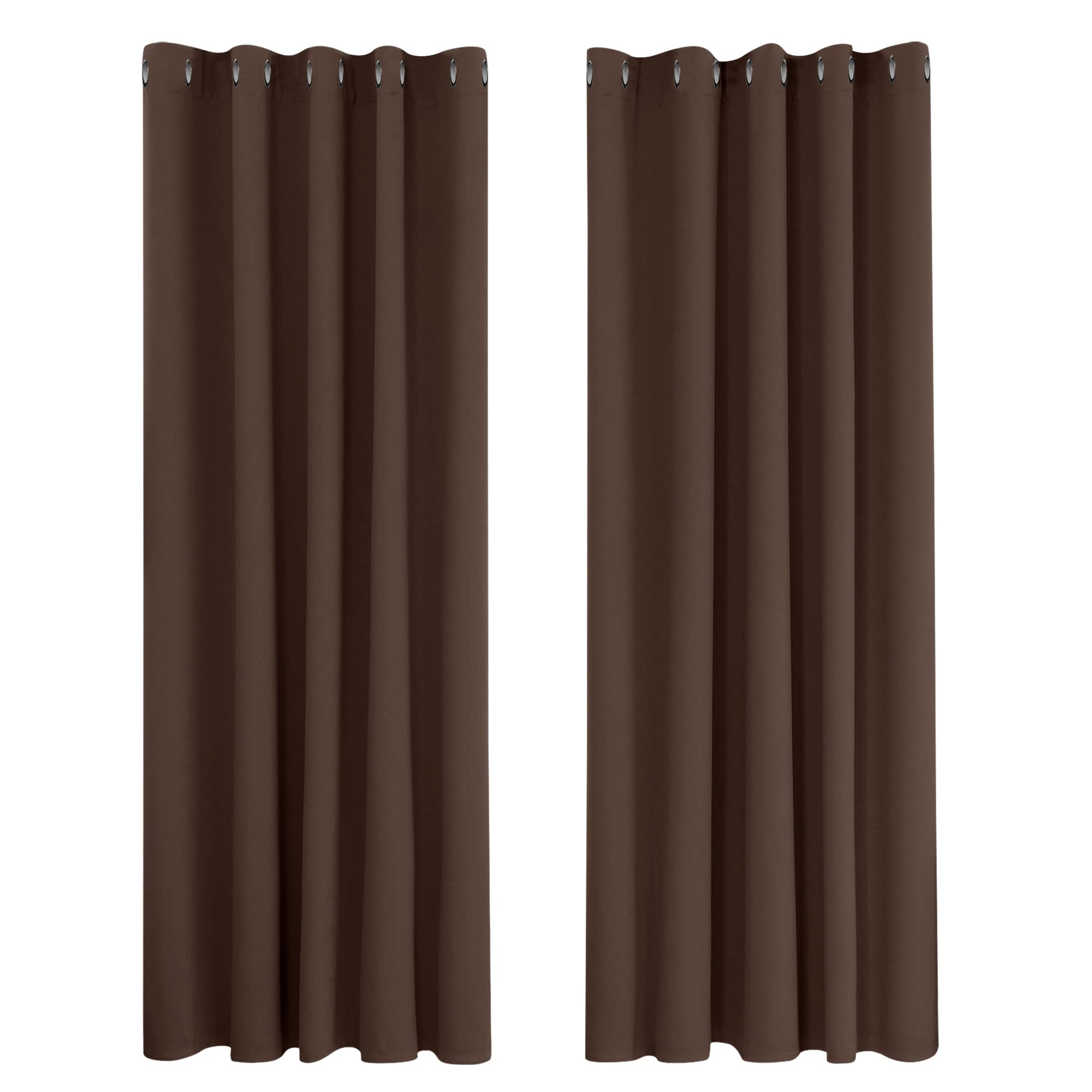 Deconovo Curtains Mocha Super Soft Thermal Insulated Eyelet Blackout Curtains Bedroom 66 x 90 Inch Drop Dark Mocha 2 Panels โ image 1