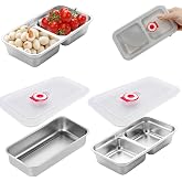 Grab and Go Snack Containers 304 Stainless Steel, Reusable Snack Containers with Lids, Double &amp;Single Compartment Food Lunch Meal Container Prep for Work &amp; Trave, Small Packs Container, 2 PCS