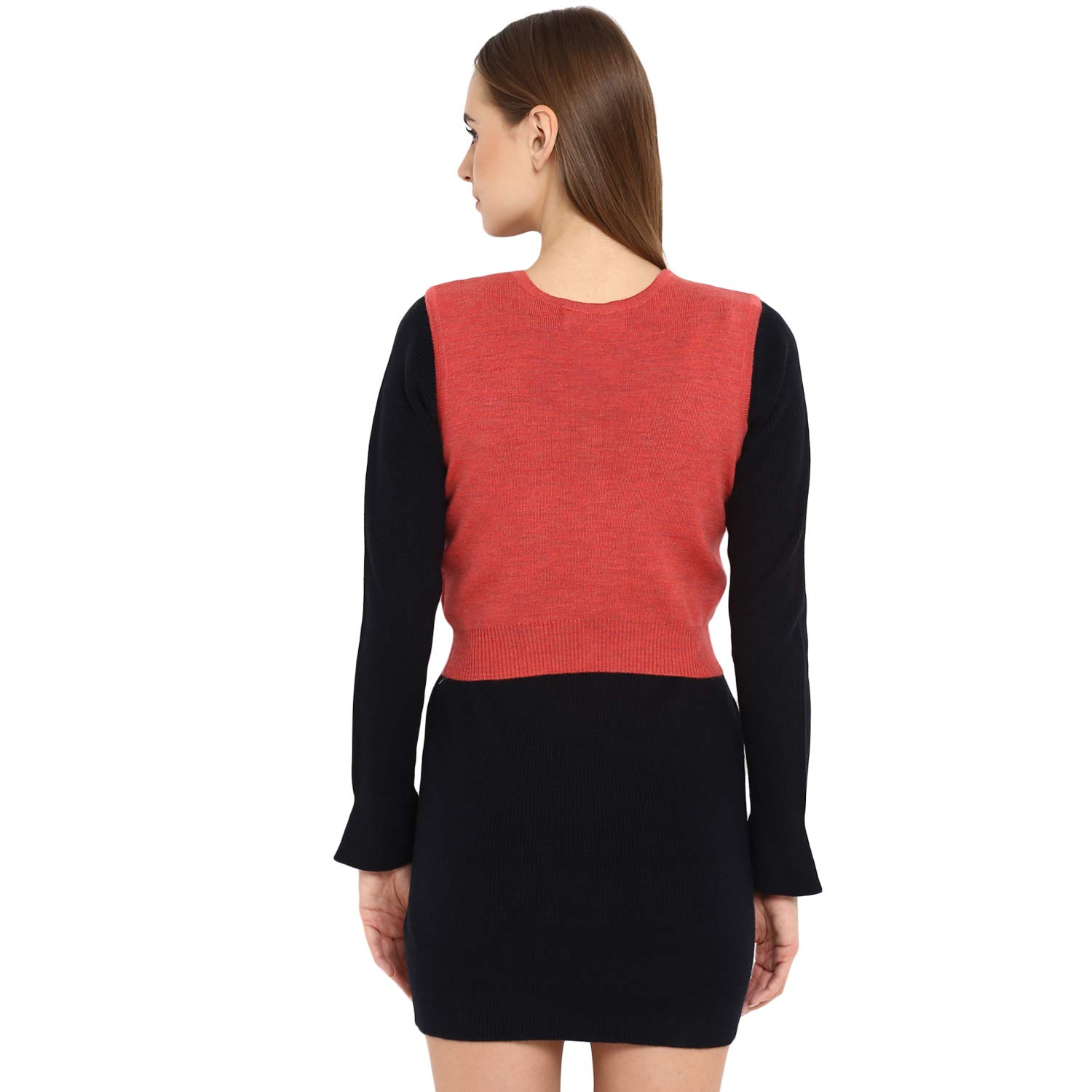 monte carlo light red solid pure wool front open blouse