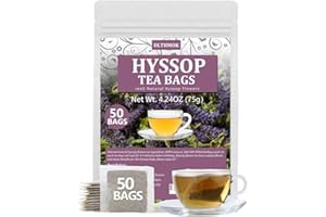 ULTHMOK Premium 50 Hyssop Tea Bags, Made with Natural Hyssop Flowers, Support Digestion & Promote Relaxation, No Artificial Flavors & Caffeine Free.