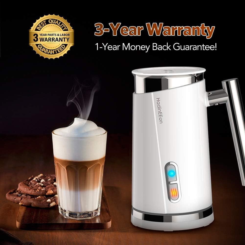HadinEEon Milk Frother, Electric Milk Frother & Steamer for Making Latte, Cappuccino, Hot Chocolate, Automatic Cold Hot Milk Frother & Warmer (4.4 oz/10.1 oz), Coffee Frother Milk Heater, 120V: Kitchen & Dining