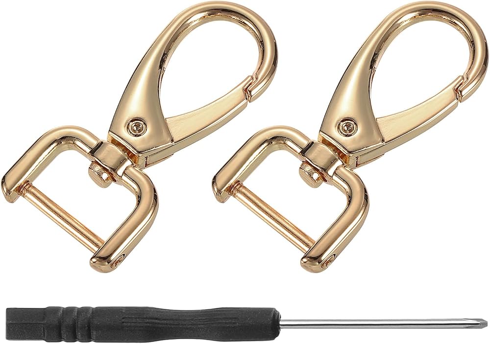 sourcing map 2Pcs Gold Lobster Claw Clasp 15mm D Ring Hook with Screwdriver