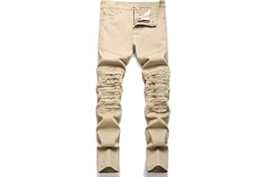 RXXKKK Men's Classic Zipper Biker Regular Fit Flex Jean