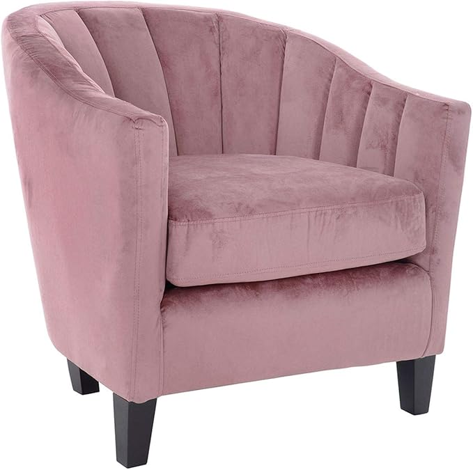 Hodge and Hodge Dusky Pink Oyster Tub Chair Plush Velvet Fabric Cover