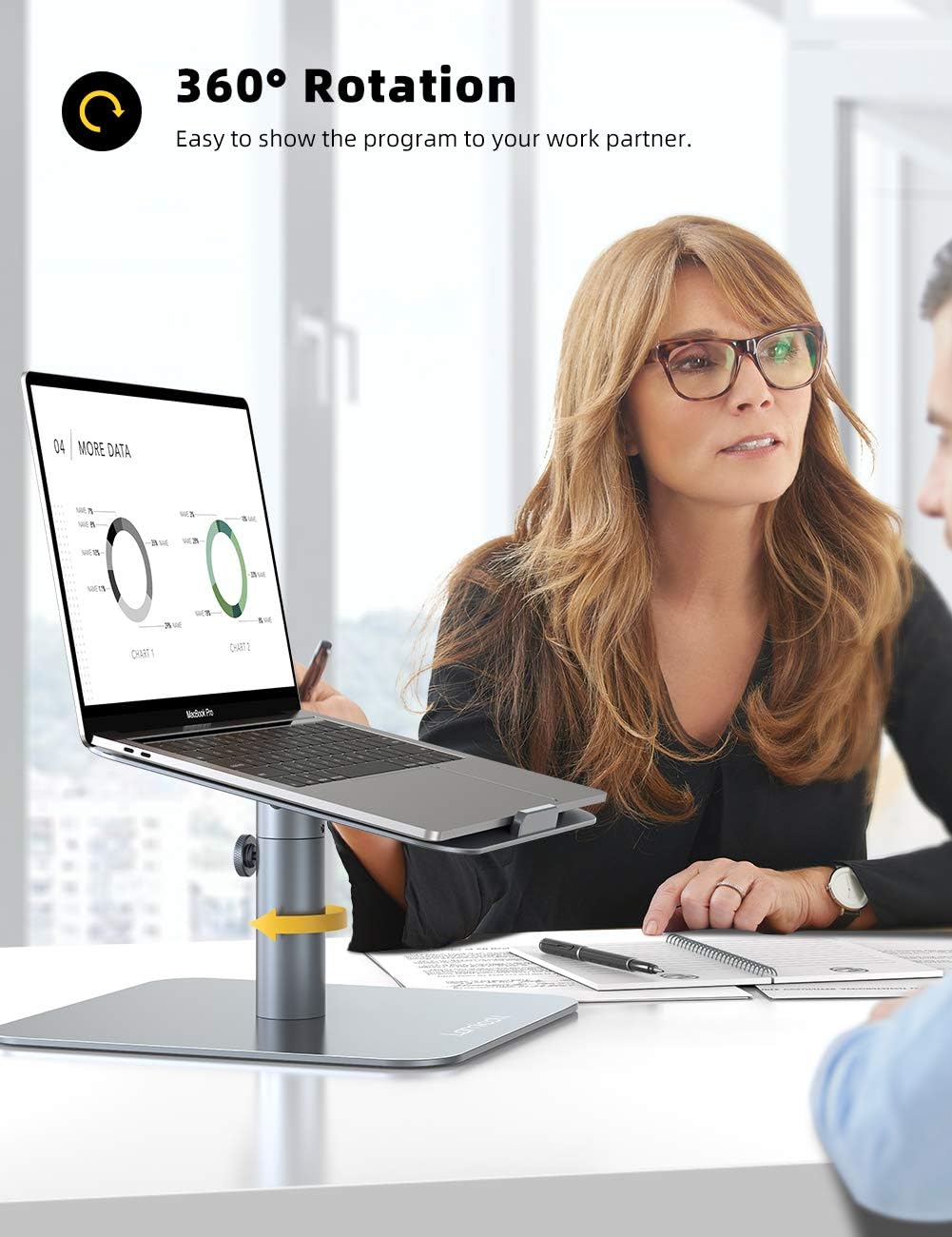 Laptop Stand Adjustable, Lamicall Notebook Holder : Multi-Angle Height Ventilated Laptop Riser for Desk, 360 Rotating, Compatible with MacBook Air Pro, Dell XPS, HP More Notebooks - Gray: Computers & Accessories