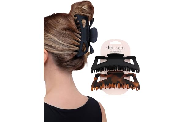 Kitsch 5 Inch Large Claw Clips for Thick and Long Hair | Strong Grip Jumbo Claw Clip for All-Day Hold | 2pcs Matte Oversized