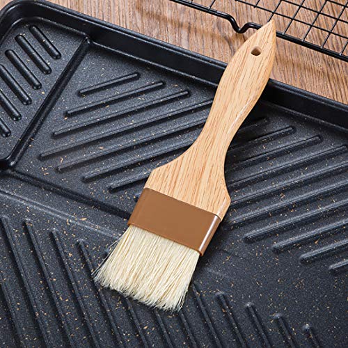 Pastry Brush Natural Bristle Basting Brush Kitchen Oil Brush with Beech Wooden Handle for Spreading Butter, Egg Wash or Marinade to Pastries, Dessert, Bread Dough or Meat (1 inch & 1.5 inch & 3 inch) - Thumbnail 3
