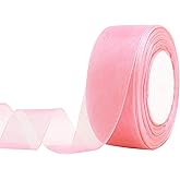 ZhXu Shuo 1-1/2 Inch 50 Yards/Roll Sheer Organza Ribbon for Gift Wrapping, Party Decoration,Christmas Tree Crafts Handmade Bows Wreaths Decoration (Pink)