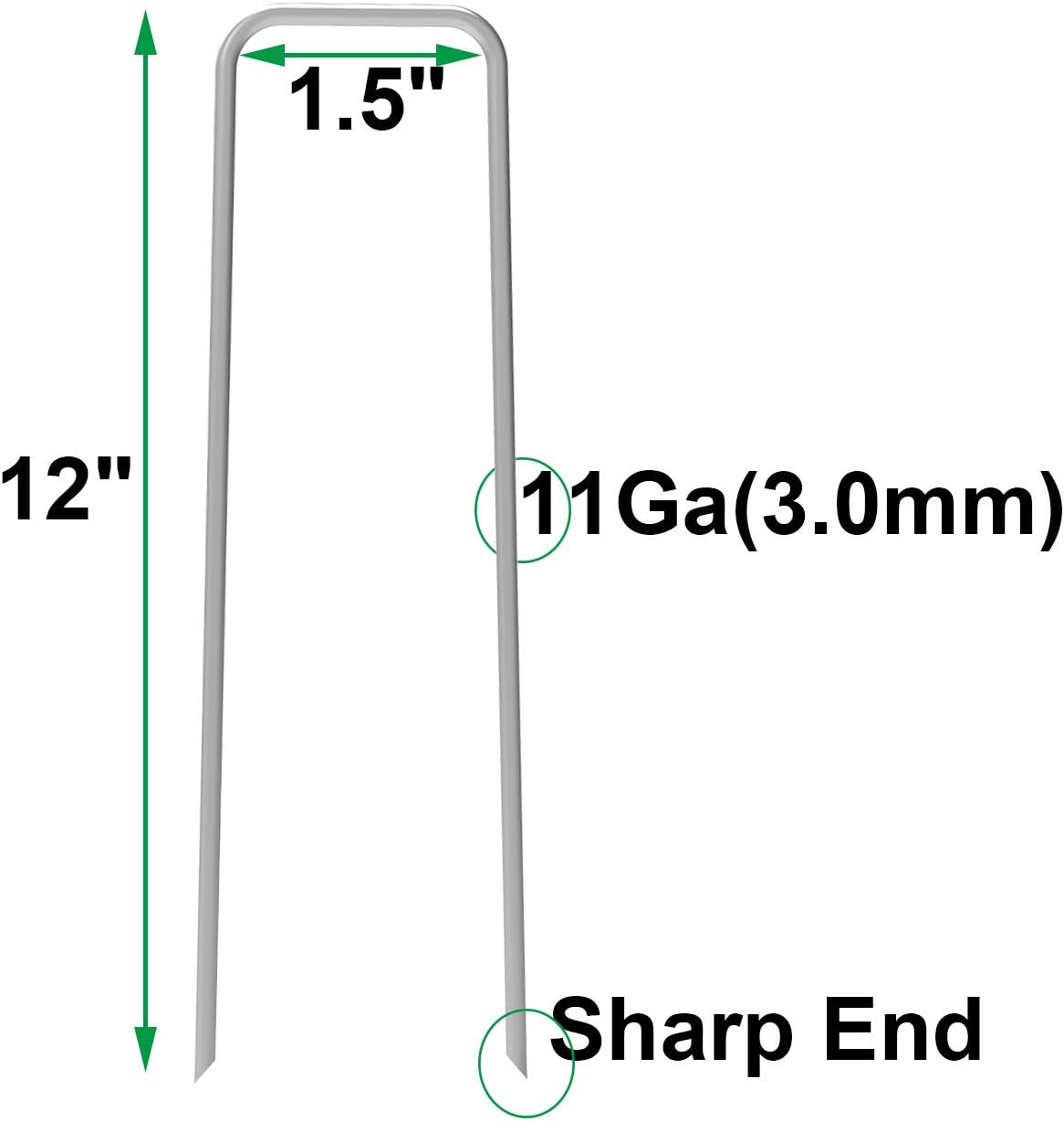 AAGUT Galvanized Garden Stakes 25 Pack 12 Inch Heavy Duty Fence Anchors 11 Gauge Metal Landscape Staples for Anchoring Tent, Weed Barrier Fabric, Ground Cover : Garden & Outdoor