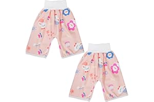 WELOMELO Waterproof Diaper Pants for Baby Kids, 2 Packs Absorbent Toddler Potty Training Pants Boys Girls Use Day Night (Duck L)