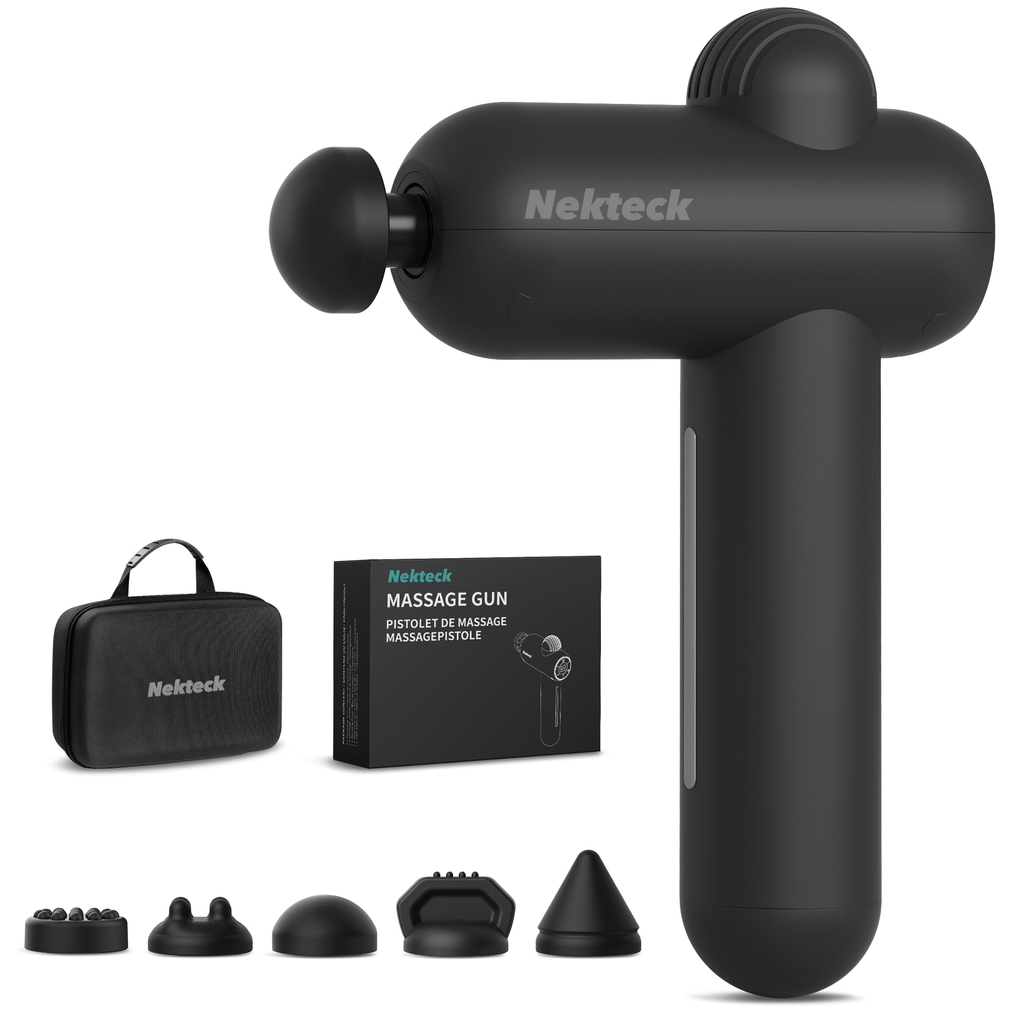 Photo 1 of Nekteck Massage Gun Deep Tissue - 12mm Amplitude, 30 Speeds, Full-Body Muscle Relaxation Device with 5-Head for Pain Relief, Quiet USB-C Rechargeable Percussion Muscle Massager for Home Office Travel