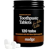 Nudge 10% Nano Hydroxyapatite Toothpaste Tablets, Cinnamon Clove 120ct | 10% rod-shaped nHA, fluoride free, SLS free, xylitol, zinc citrate, vegan, plastic free, 120 tablets