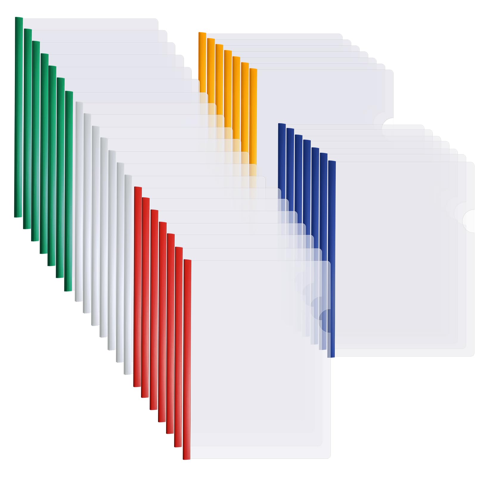Photo 1 of 150 Pcs Bulk A4 Clear Report Cover with Sliding Bar 5 Colors Folder Binder Sliding Bar Files Classification Transparent Resume Clipbar Presentation File Folders for School and Office