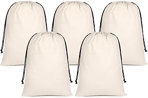 Faylapa 5 Pack Large DIY Santa Sacks,Canvas Blank Stocking with Drawstrings,Reusable Designs,19.7 X 27.5 Inch Xmas Present Ba