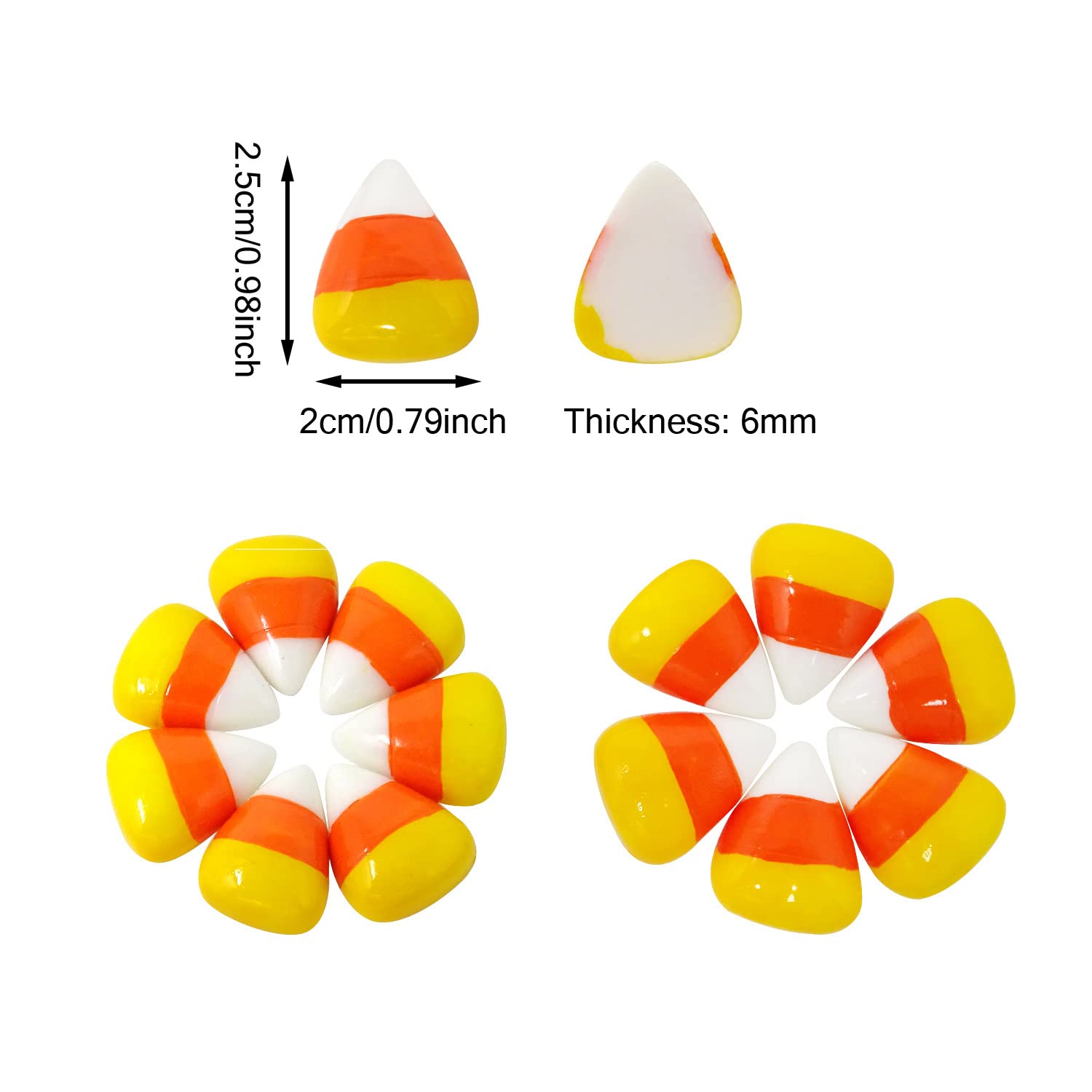 yueton 20PCS Cute Candy Corn Flatback Resin Charms Slime Charms Halloween Flatback Embellishments for Halloween Wreath, Christmas Tree, Hair Clips, Photo Frames, Phone Cases, DIY Crafts