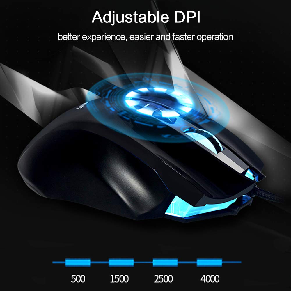 Philips Souris Gamer Souris Gaming Professionnel Souris de Jeu Programmable Haute Performance Souris Fil Ergonomique-4000 DPI