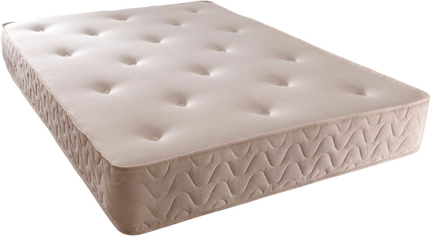 Starlight Beds Hand Tufted Single Mattress - Sprung Single Memory Foam Mattress, 20cm Deep, White (3ft x 6ft3)