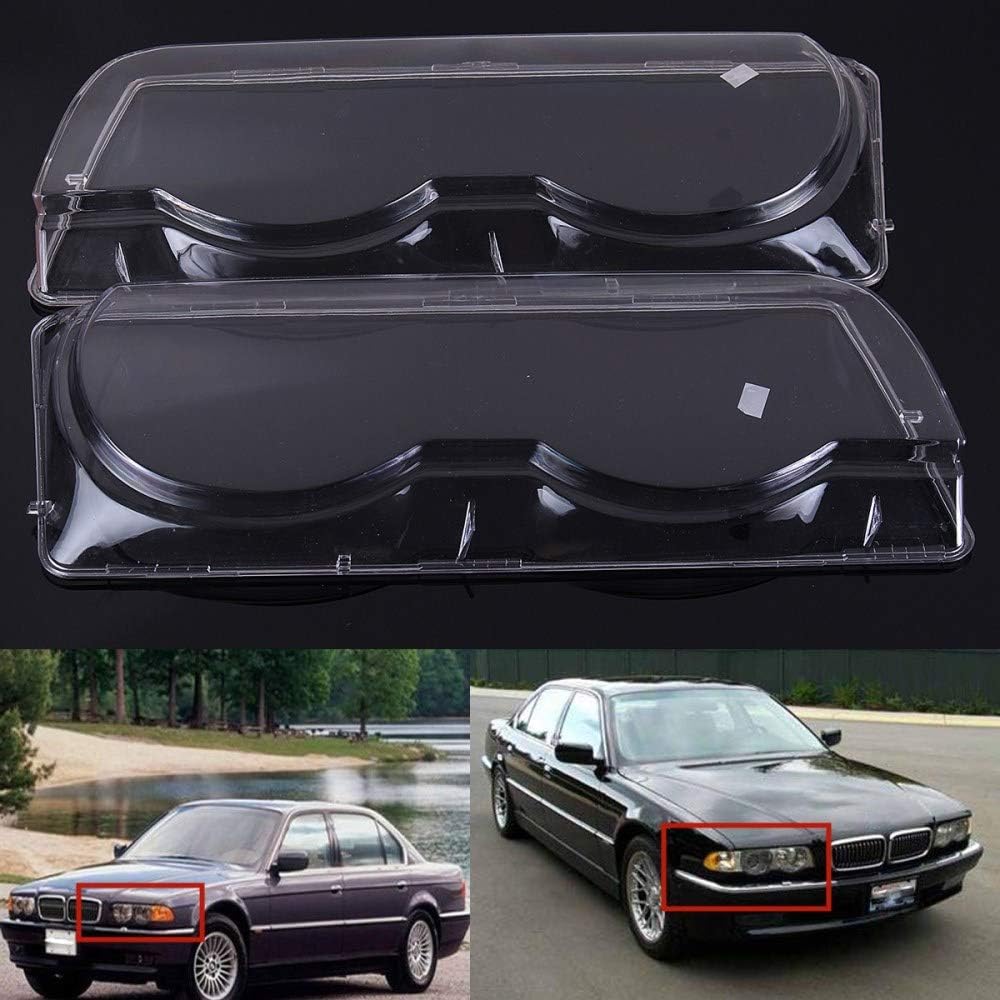KWWBLX For BMW 7 Series E38 Facelift 1998-2001, Car Lights Headlight Lens Shell Cover Lamp Cover Assembly Replacement Right/Left 1Pair