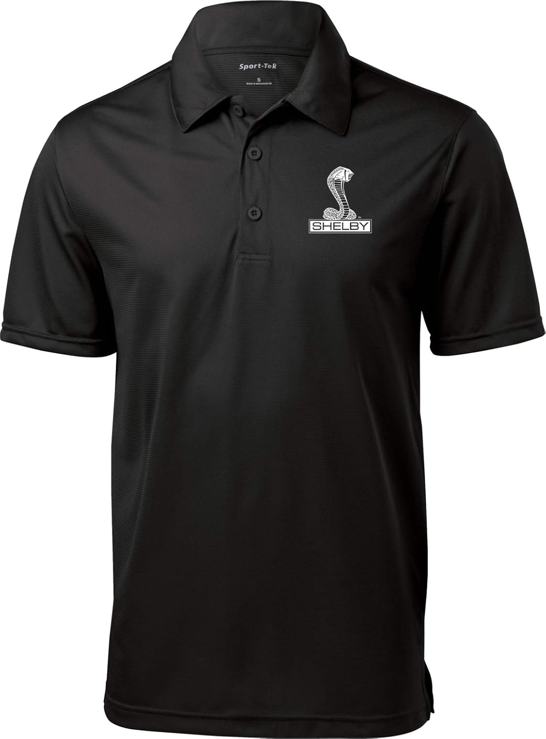 Ford Shelby Cobra Pocket Print Textured Polo, Black XL: Clothing