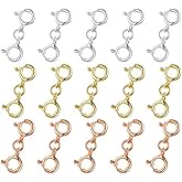 15 Pcs Double Spring Clasp Extender Metal Necklace Clasp Connector Bracelet Extender Buckle Jewelry Clasp for DIY Necklace Bracelet Jewelry Making (Gold, Silver, Rose Gold)