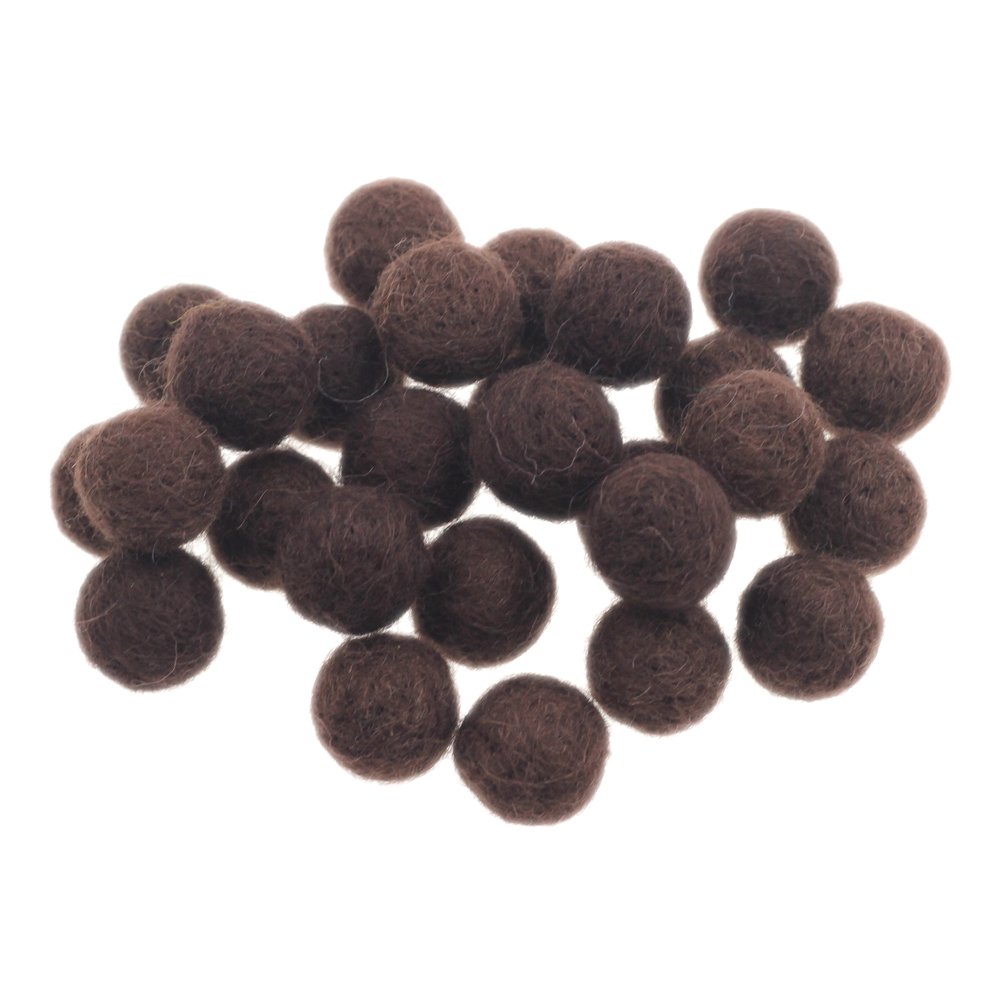 Zasy 20mm Needle Felt Wool Balls Felt Pom Pom Beads DIY Accessories Garlands 30pcs Brown