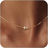 LULII Cross Necklace for Women Dainty 14K Gold Silver Plated Small Cross Pendant Choker Simple Cute Cross Gold Necklace for Women Trendy Faith Jewelry Gift